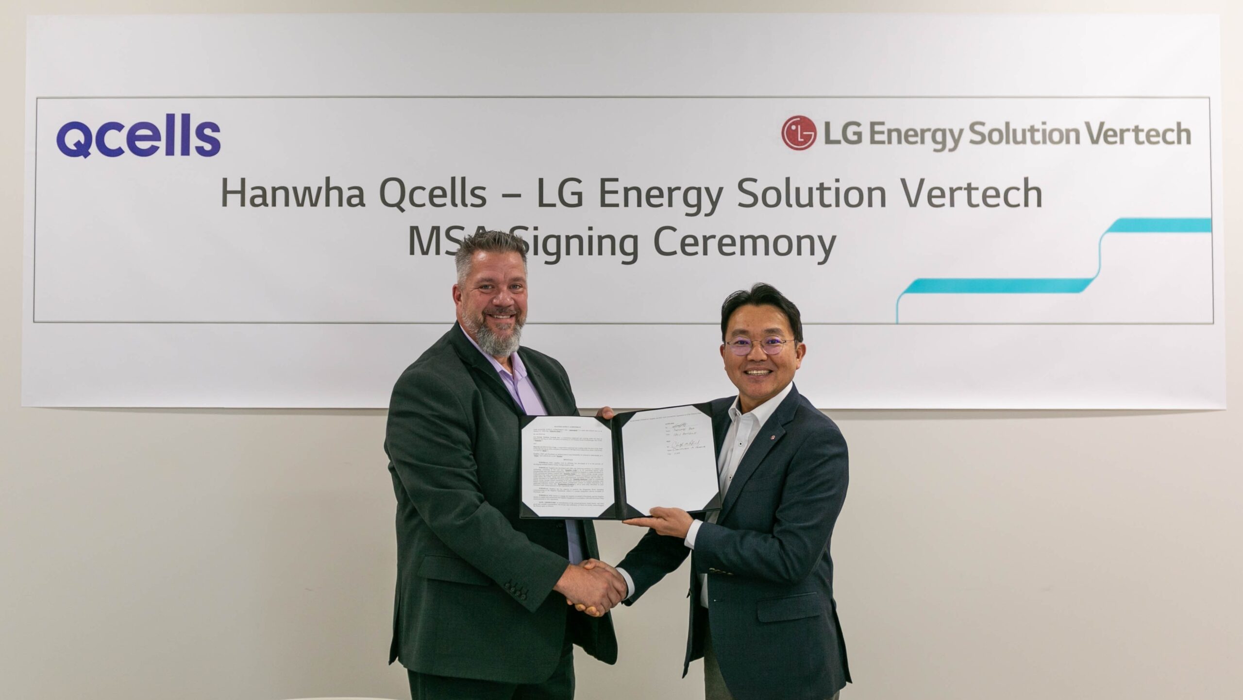Chris Hodrick, CEO of Qcells EPC and Jaehong Park, CEO and President at LG Energy Solution Vertech
